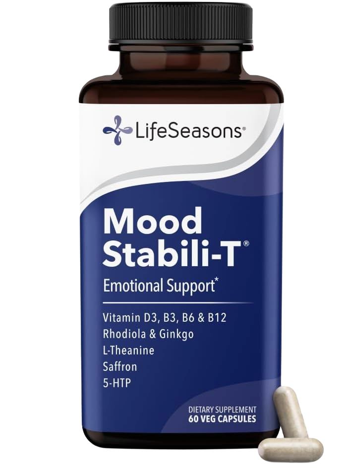 LifeSeasons Mood Stabili-T - Gentle Daily Mood, Calm, and Focus Support with Saffron, Rhodiola, L-Theanine, and 5-HTP (60 Vegetarian Capsules) - main product photo