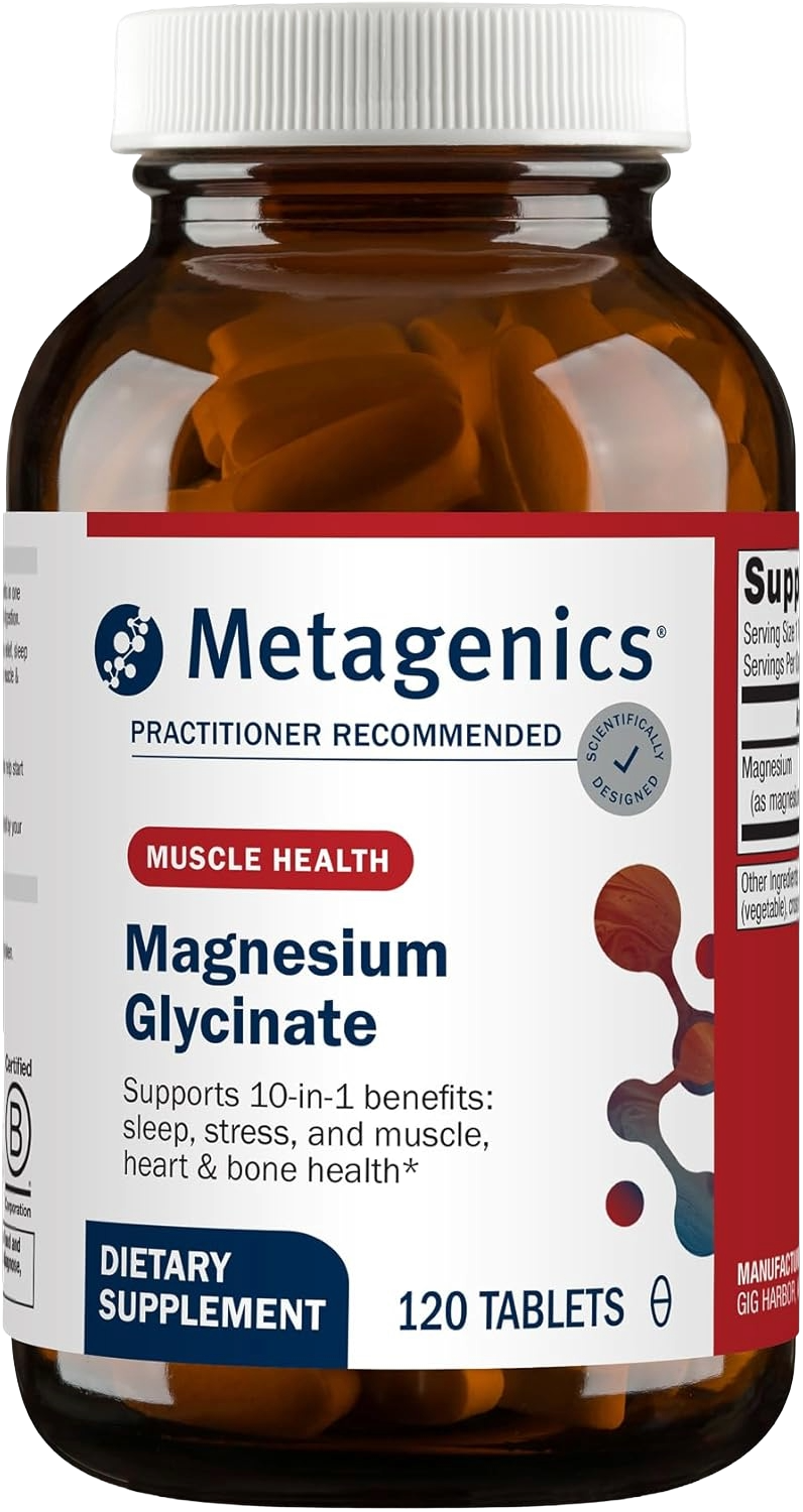 Metagenics Magnesium Glycinate - Pure, Flexible-Dose Bisglycinate for Sleep and Stress Support (120 Tablets) - main product photo