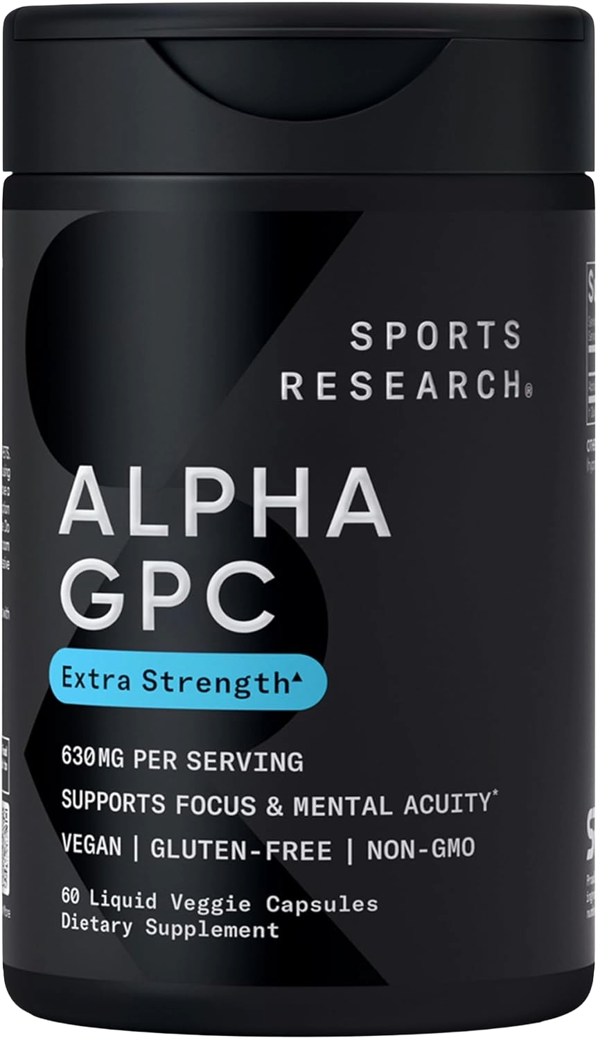 Sports Research Alpha GPC 630mg - Fast-Acting Choline for Occasional Focus and Performance (60 Liquid Capsules) - main product photo