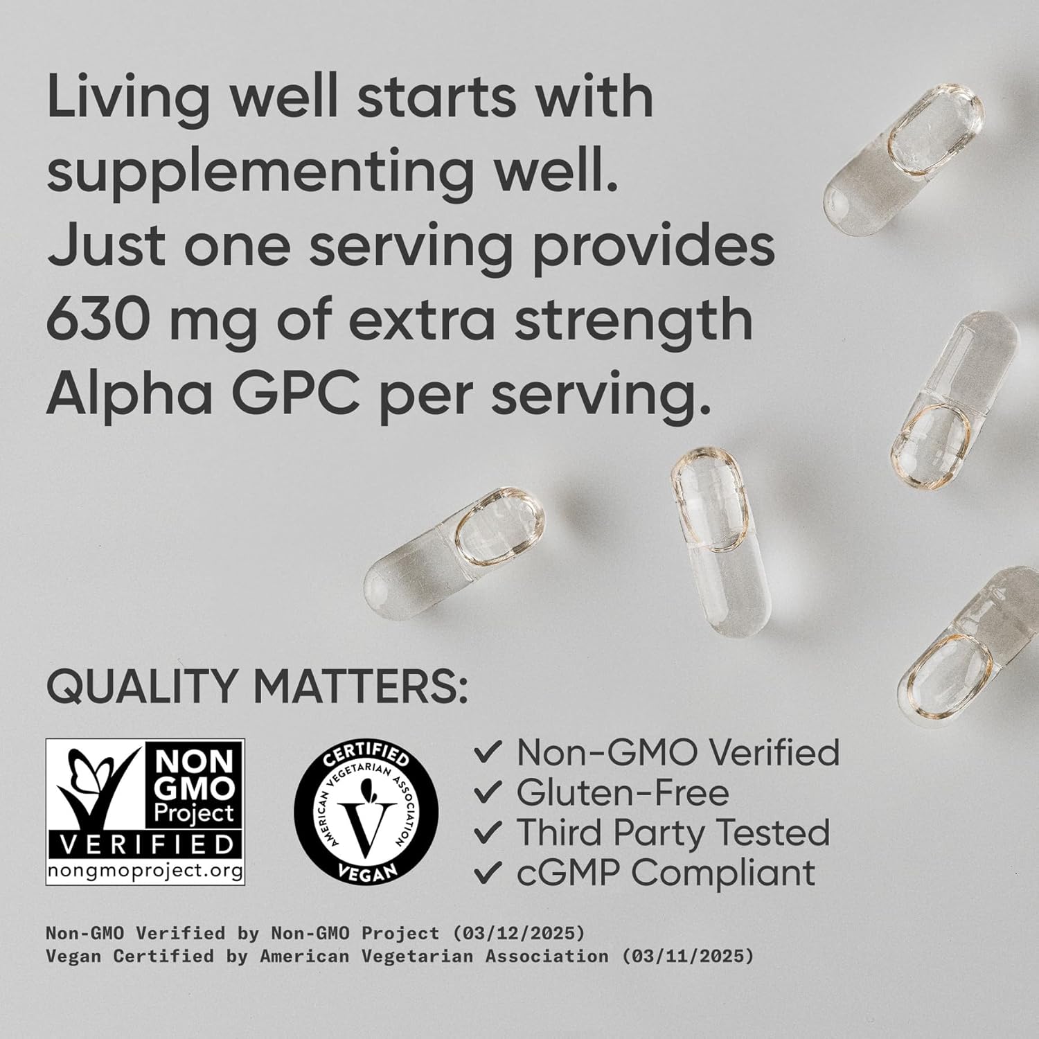Sports Research Alpha GPC 630mg - Fast-Acting Choline for Occasional Focus and Performance (60 Liquid Capsules) - product photo 5