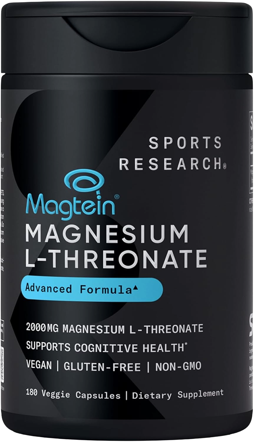 Sports Research Magnesium L-Threonate 2000mg with Magtein® - Brain-Focused Magnesium (180 Veggie Capsules) - main product photo
