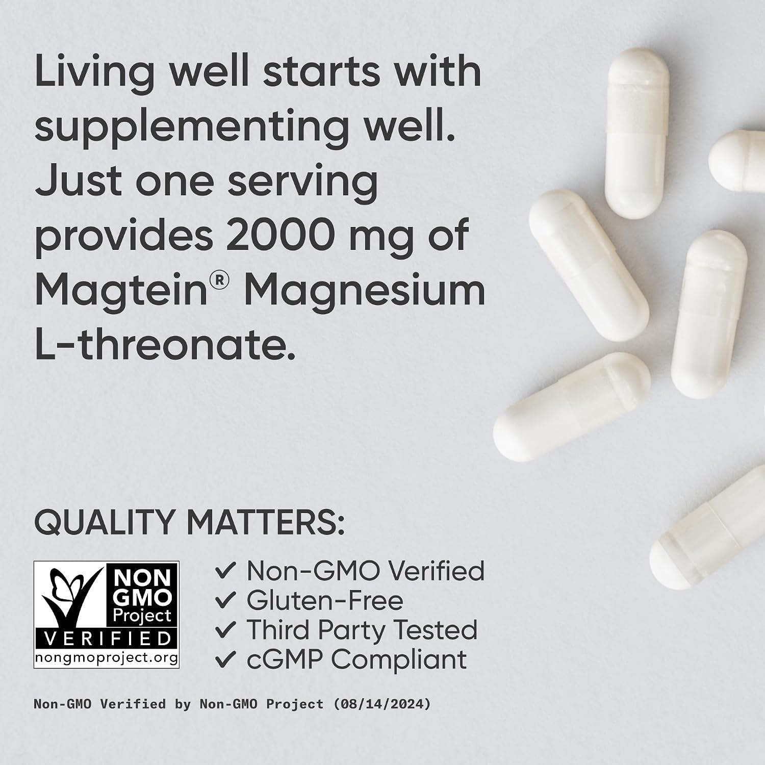 Sports Research Magnesium L-Threonate 2000mg with Magtein® - Brain-Focused Magnesium (180 Veggie Capsules) - product photo 4