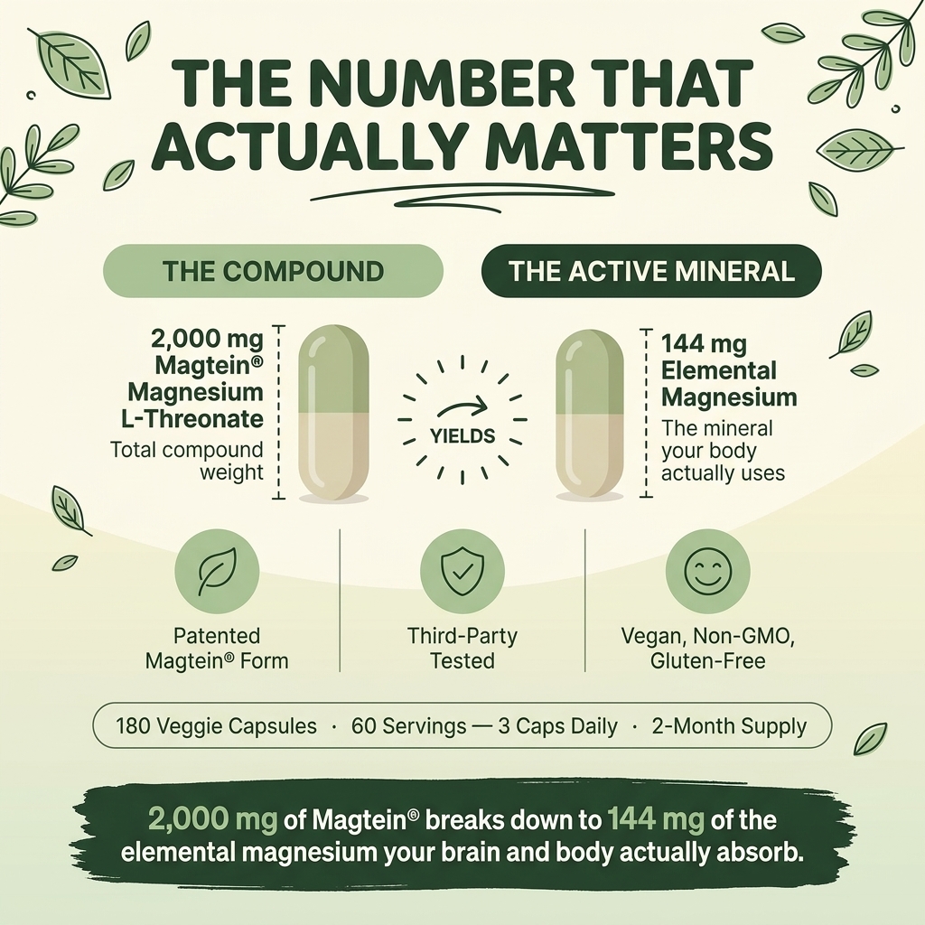 Sports Research Magnesium L-Threonate 2000mg with Magtein® - Brain-Focused Magnesium (180 Veggie Capsules) - product photo 5