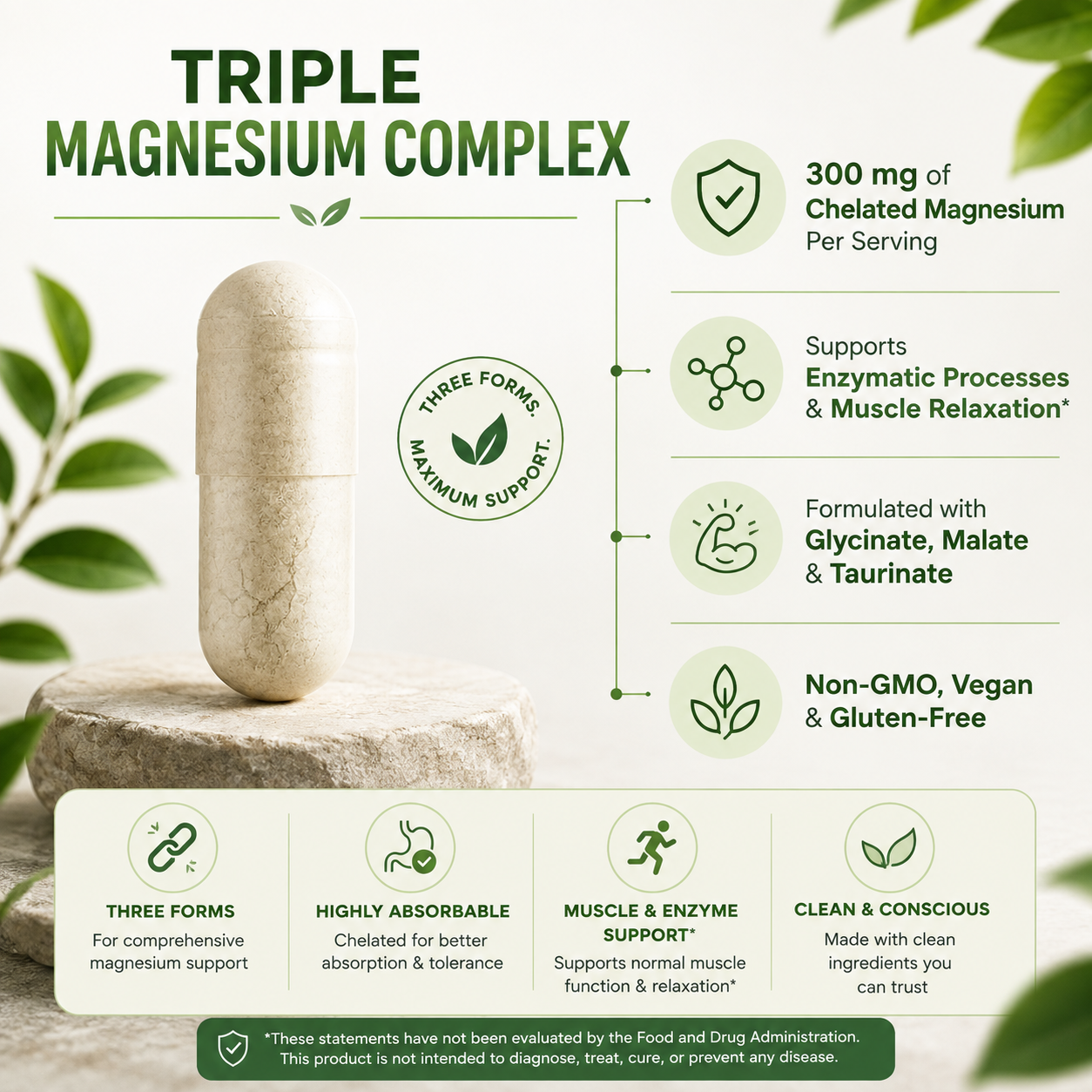 Sports Research Triple Magnesium Complex - Glycinate, Malate & Taurinate for Any-Time Magnesium Support (120 Veggie Capsules) - product photo 3