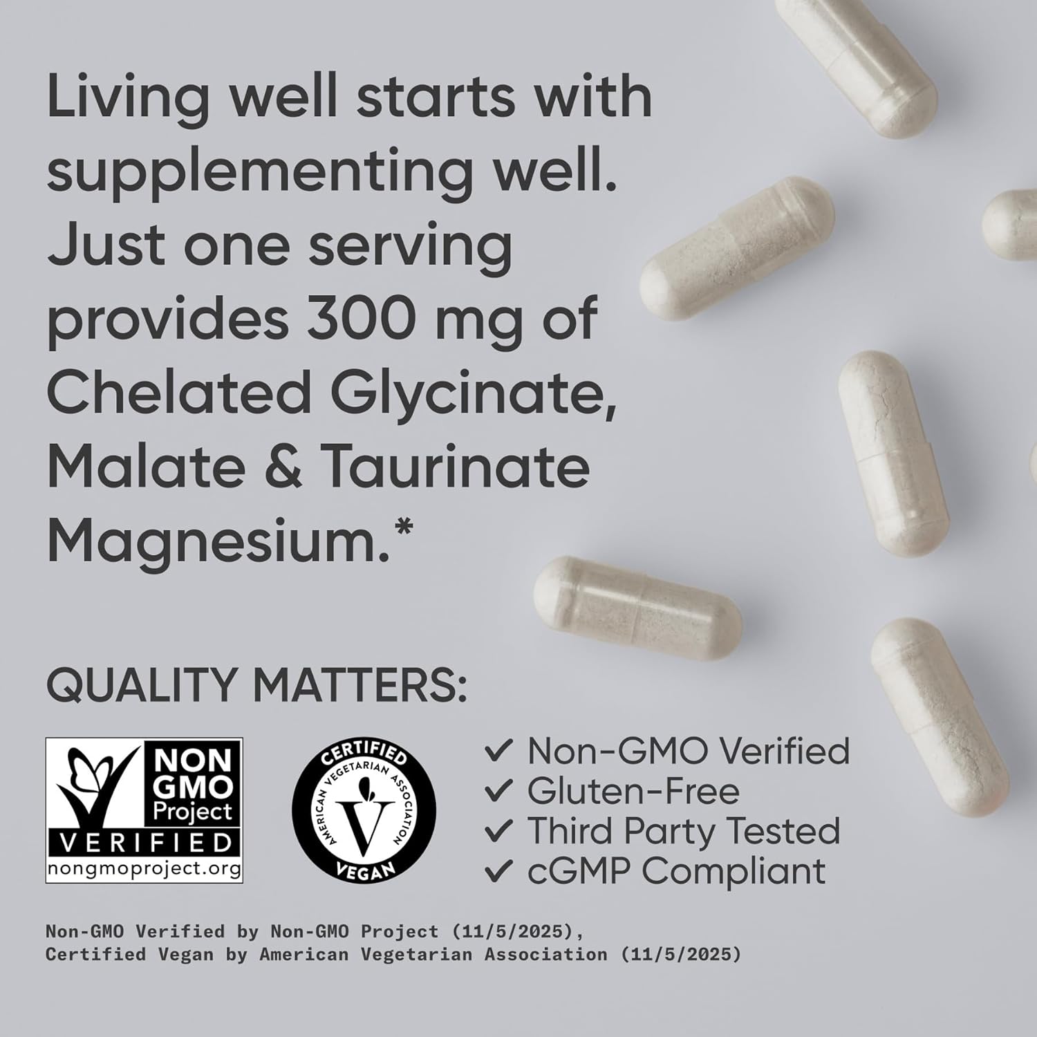 Sports Research Triple Magnesium Complex - Glycinate, Malate & Taurinate for Any-Time Magnesium Support (120 Veggie Capsules) - product photo 5