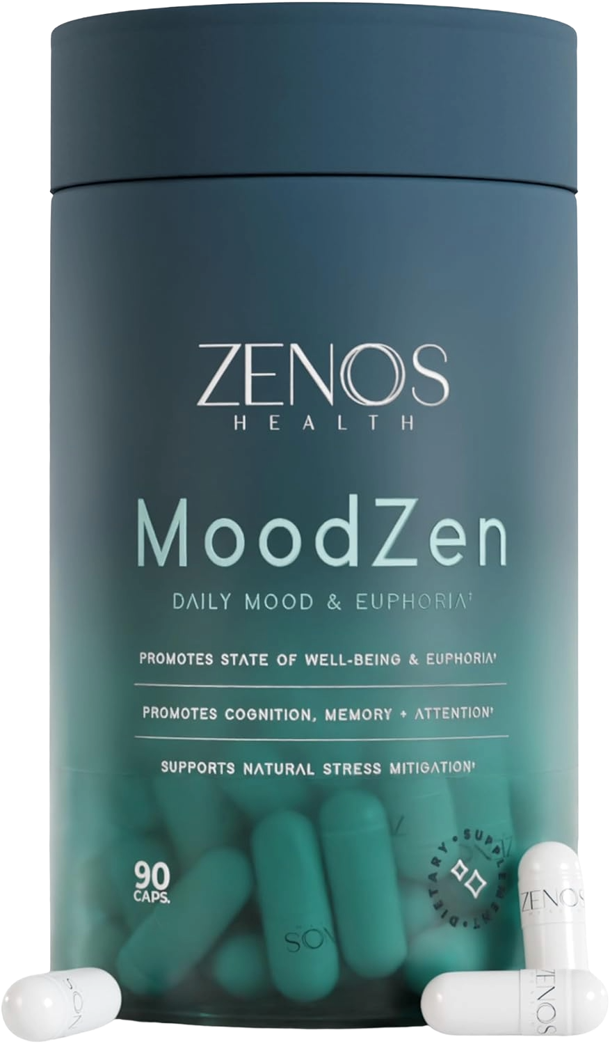 Zenos Health MoodZen - Mood, Stress Response, and Focus Support with Saffron, Kanna, Citicoline, and Phosphatidylserine (90 Capsules) - main product photo